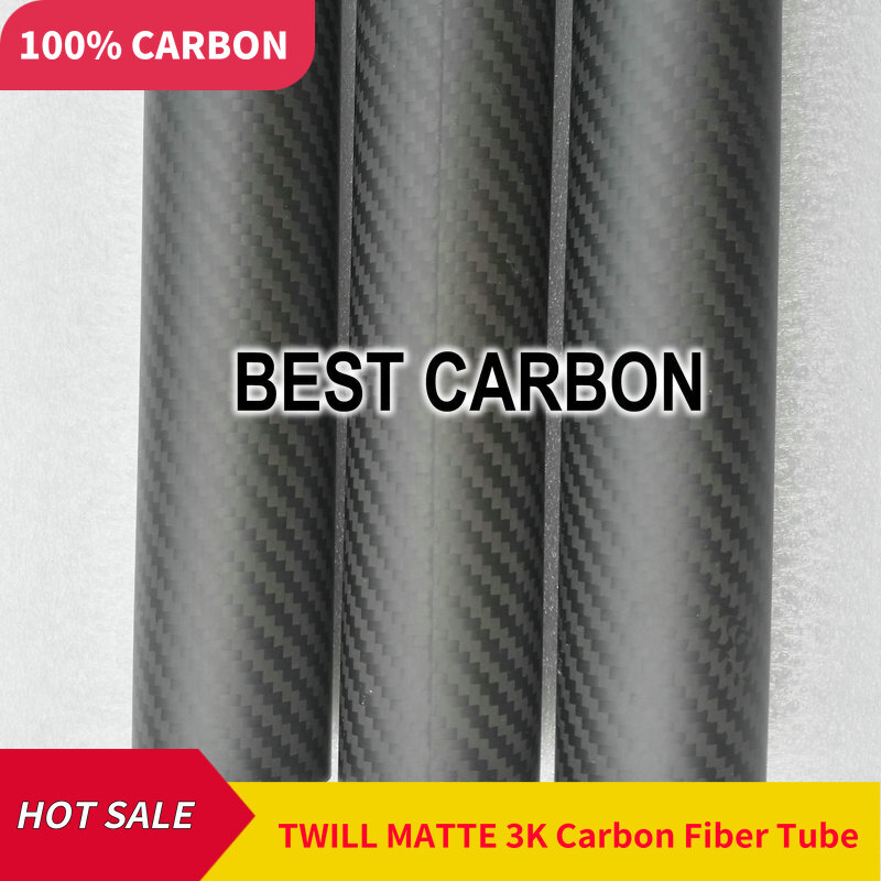 Tela de fibra de carbono 3K de alta calidad, tubo enrollado, 20mm x 16mm x 1000mm, 2 unidades