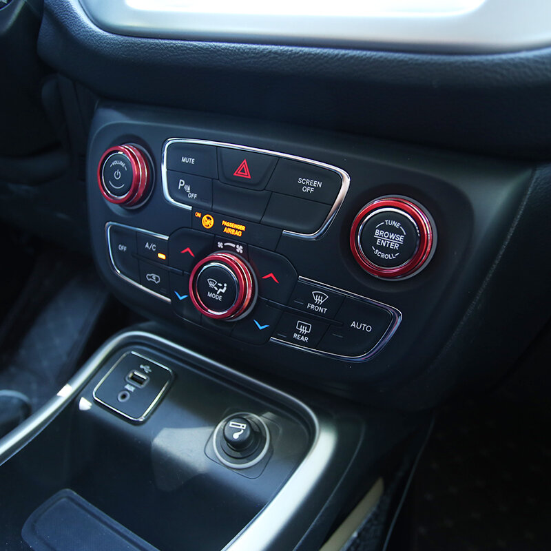Trochę zmian 3 sztuk/zestaw samochodów klimatyzacja pokrętło przełącznika przycisk pokrywa osłonowa pierścień samochodu obejmuje dla Jeep Compass 2017 2018 akcesoria
