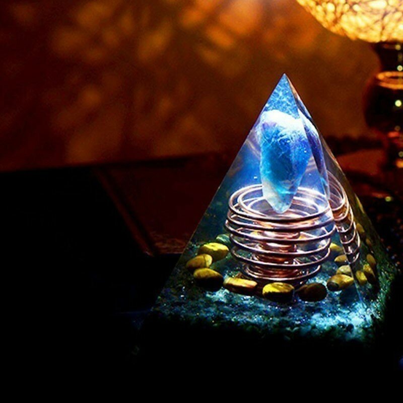Pirâmide grande orgonita, alta frequência, torre de energia espiral austríaca, pedra mágica aogênica, cristal do chakra, decoração de casa