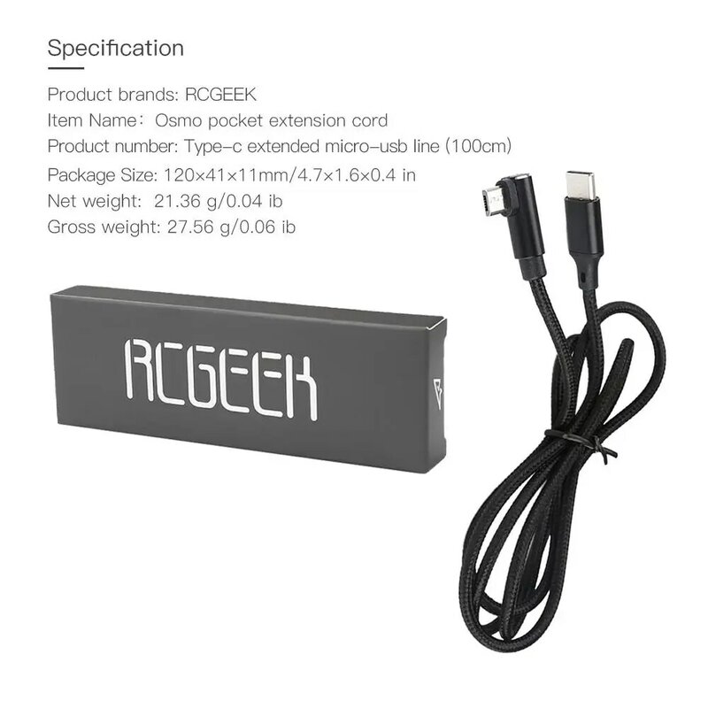 RCtown 100 cm USB Verlengkabel met Interface voor DJI Osmo Pocket Accessoires Verlengkabel