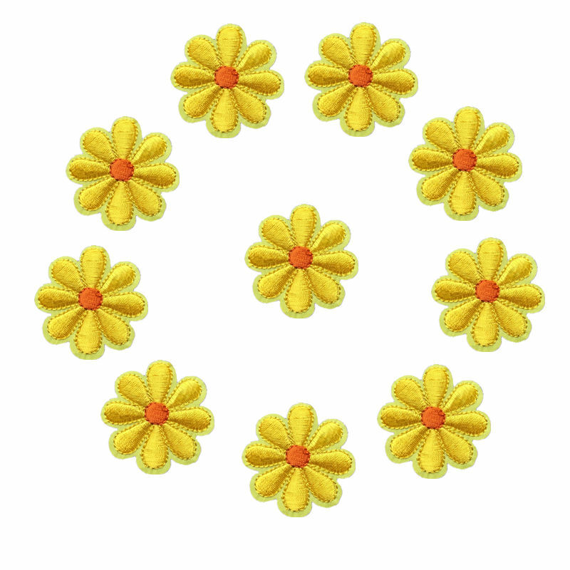 10 pçs bordado margarida girassol flores costurar ferro em remendo emblemas daisy saco chapéu jeans roupas apliques diy artesanato