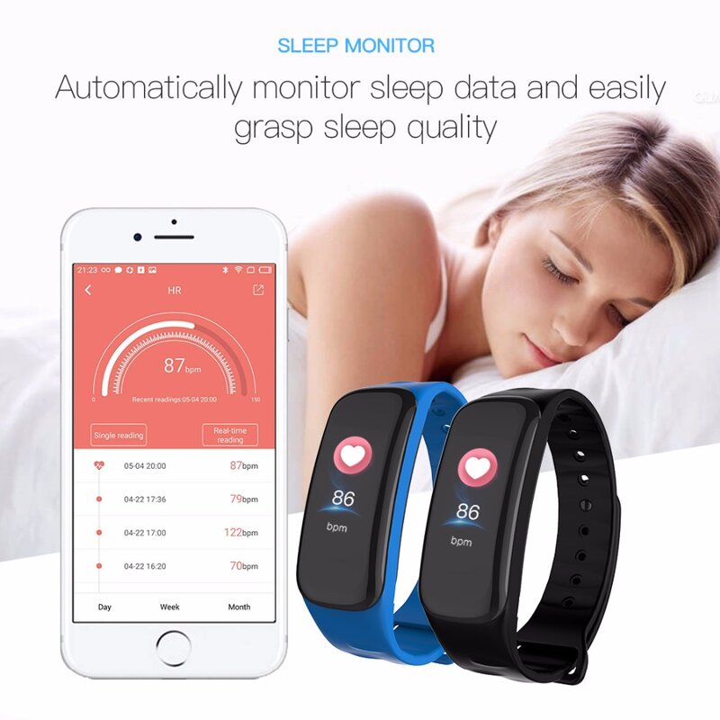 C1 Plus Smart Armband Farbe Bildschirm Blutdruck Fitness Tracker Heart Rate Monitor Smart Band Sport für Android IOS