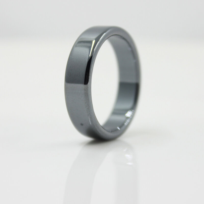 Anéis de hematita planos de 6 mm de largura, anéis lisos de qualidade aaa de joias da moda (1 peça) hr1002