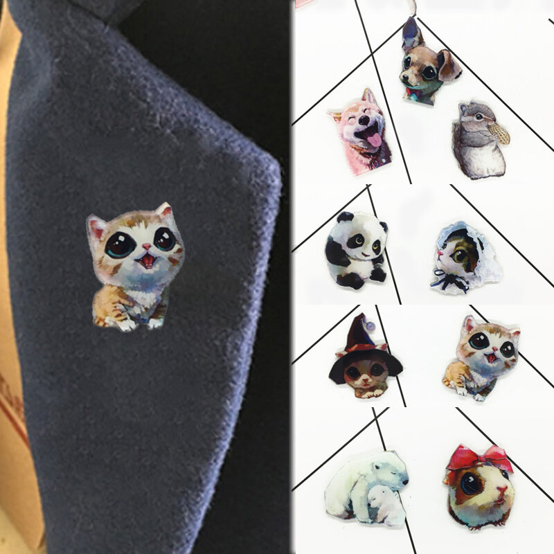 Venda bonito crianças pinos cães feminino broches acessórios de vestuário jóias animal gato crachá crianças pinos saco ornamento presentes
