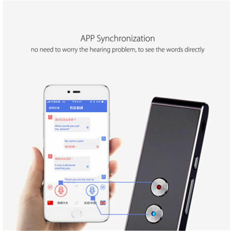 T8 Voice Translator 40 Languages Multi Languages Instant Translate Mini Wireless 2 Way Real Time Translator APP Bluetooth Device