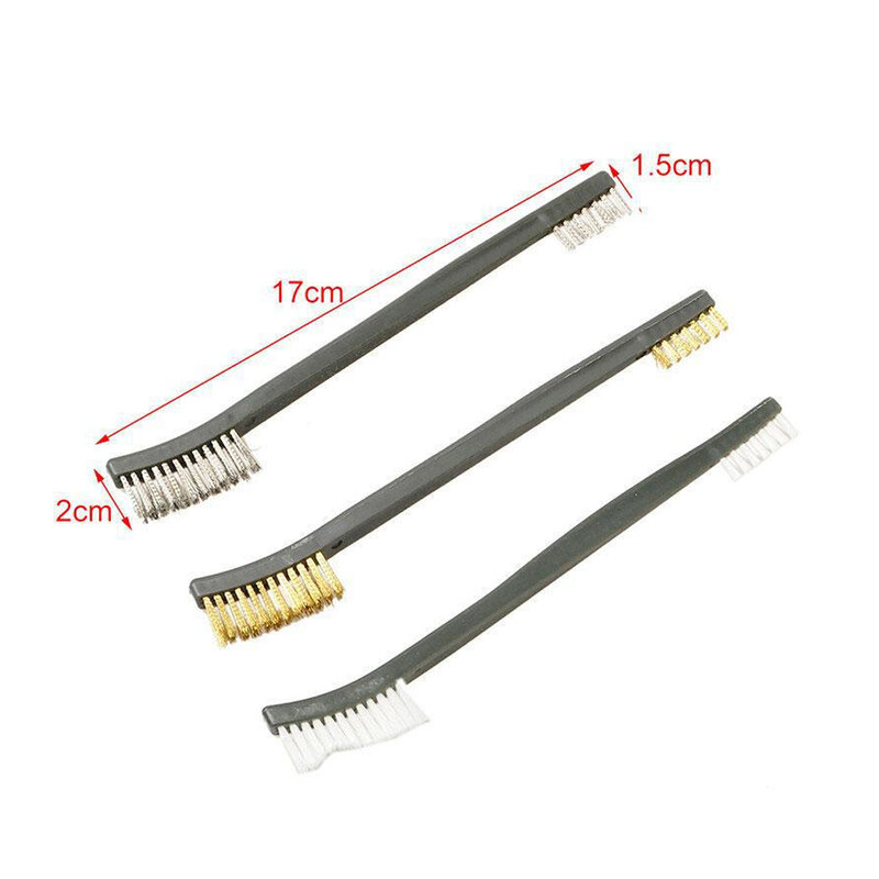 3Pcs/Set Car Cleaning Double End Cleaning Brush Set Brass Steel Nylon Wire Brush Kit Auto Wash Detail Dust Cleaning Brush