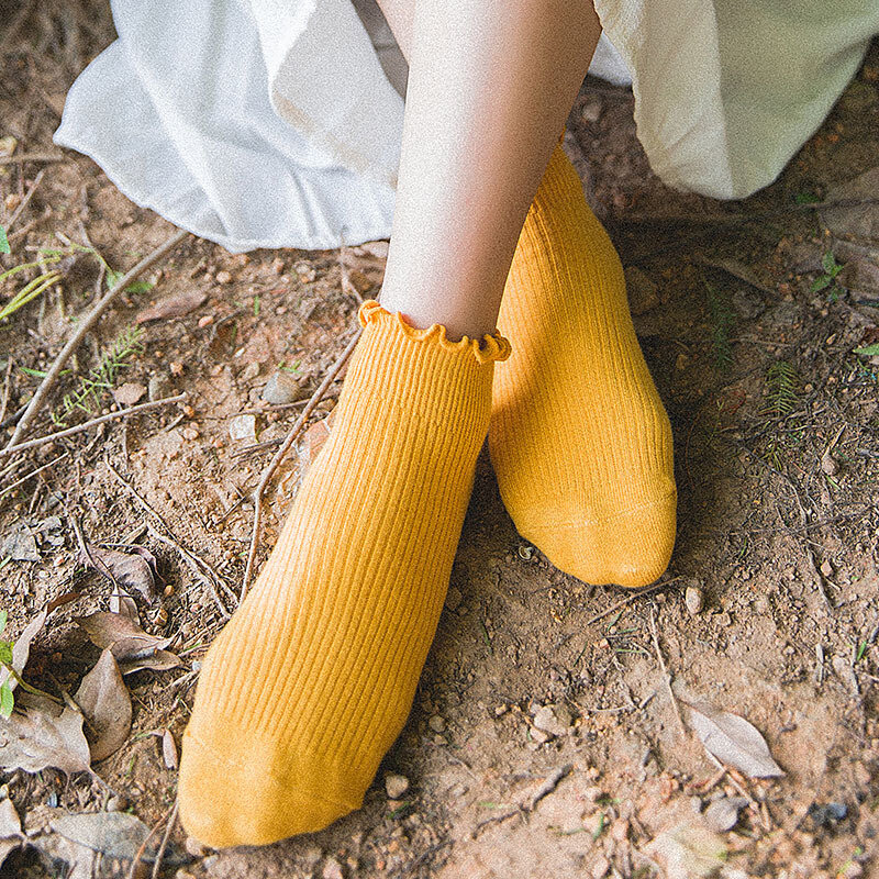 Venta Harajuku japonés viento de la Universidad mujeres lindo calcetines de tobillo casual de algodón niñas dulce volantes princesa estudiante Calcetines