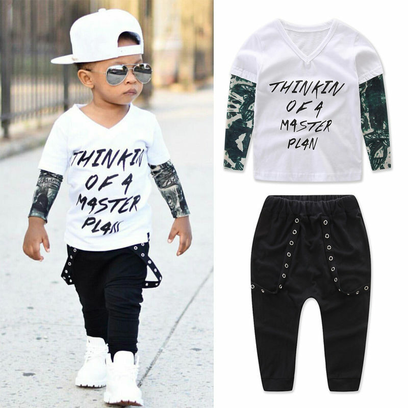 Pudcoco chłopiec ubrania 0M-24M noworodka maluch niemowlę Baby Boy ubrania T-shirt topy + długie spodnie 2 sztuk stroje zestaw