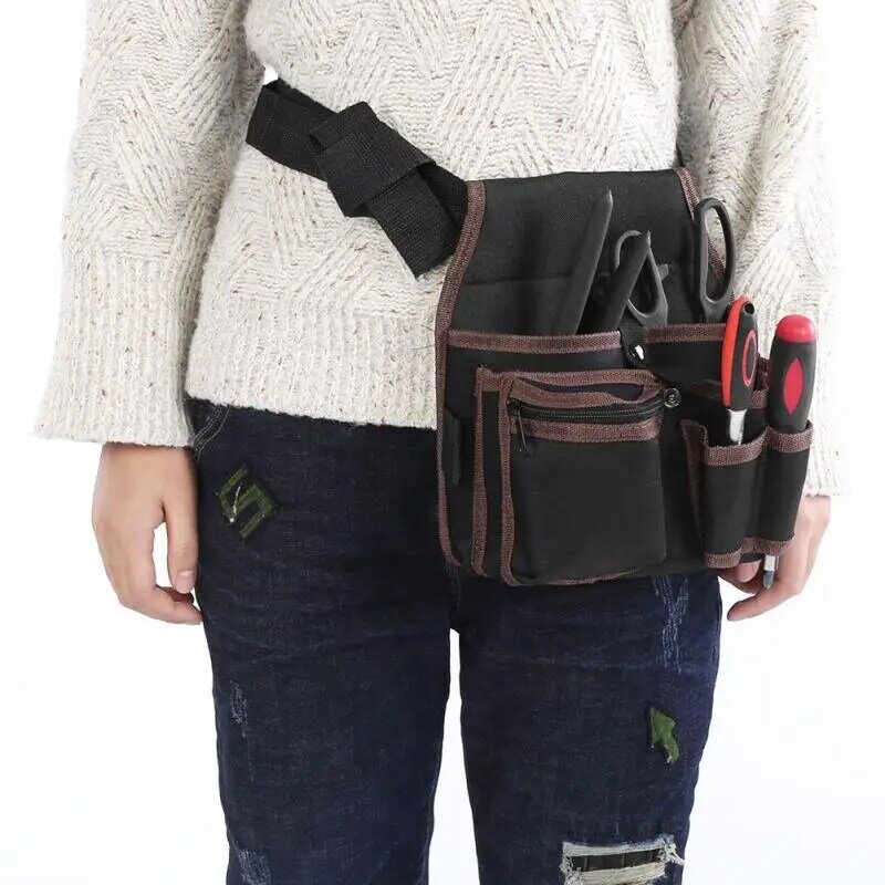 Bolsa de herramientas de electricista multifuncional, bolsillo de cintura, cinturón de almacenamiento, soporte negro de alta calidad