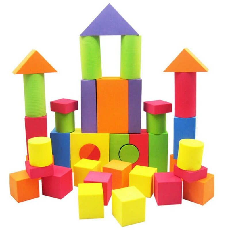 38PCS EVA Safe Children Building Brick Block Foam Construction Soft Toy Kid Baby Intelligence Exercise Assembled Hot Selling
