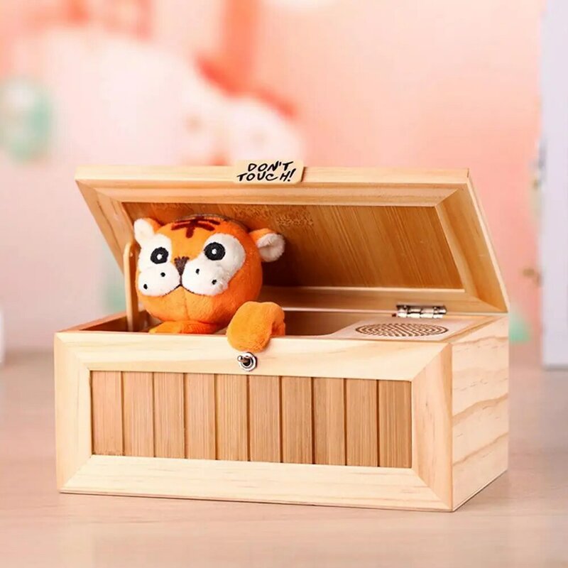 Rctown eletrônico caixa inútil tigre bonito brinquedo engraçado presente para o menino e crianças brinquedos interativos decoração de mesa de redução de estresse