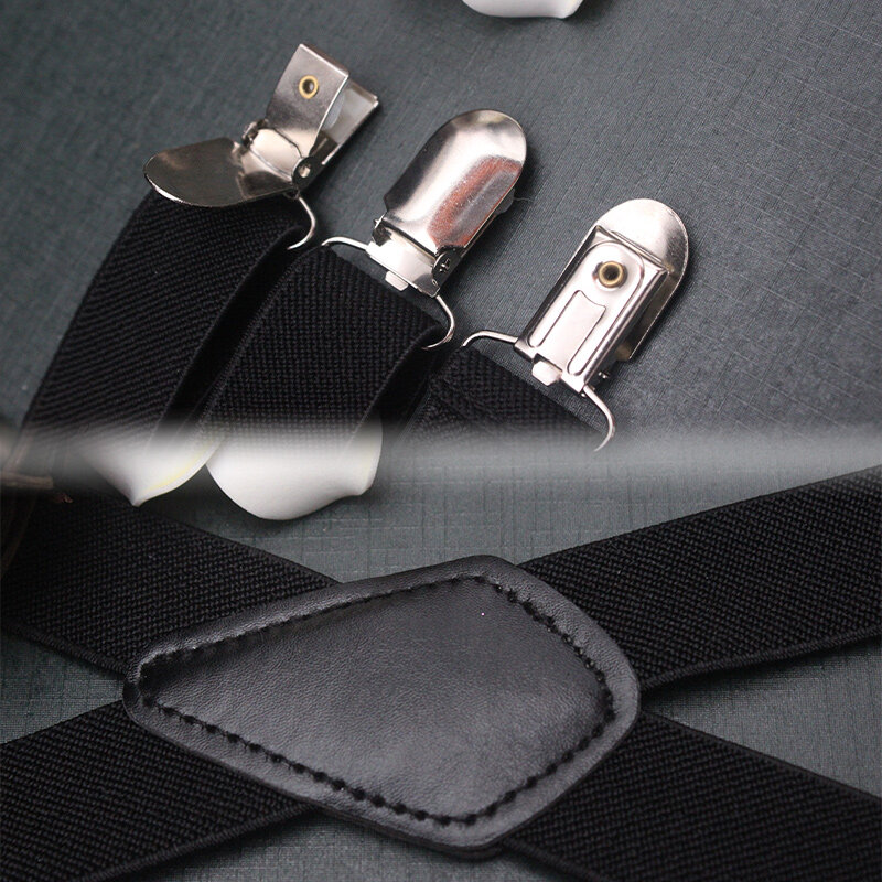 Bretelles réglables à 4 clips pour hommes, x-back haute élasticité pour pantalon, attelle à la mode pour marié, largeur 2.5cm
