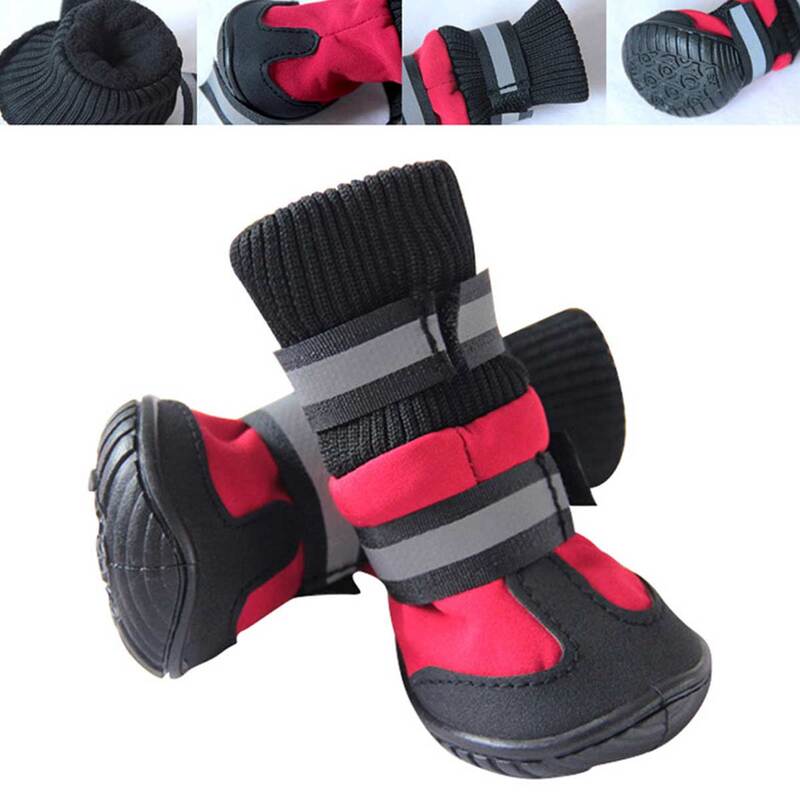 犬用の防水性と滑り止めの靴,冬用のコットンペットブーツ,大型,4ユニット