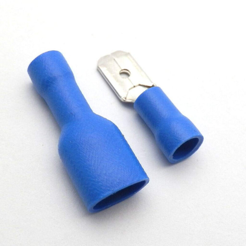 100 pcs FDD 1.25-250 MDD 6.3mm Rood Blauw Vrouwelijke + Mannelijke Spade Geïsoleerde Elektrische Crimp Terminal Connectoren bedrading Kabel Plug