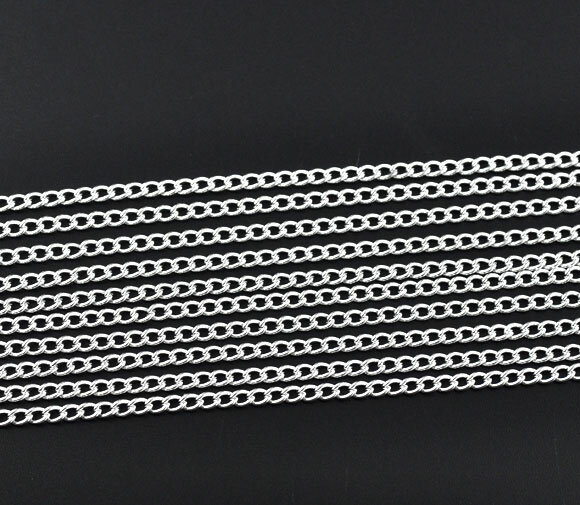 DoreenBeads 10M Silver Plated Links-Opened Curb Chains 5x3.3mm (B09582), yiwu