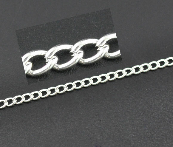 DoreenBeads 10M Silver Links-เปิดCurb Chains 5X3.3 มม.(B09582),Yiwu
