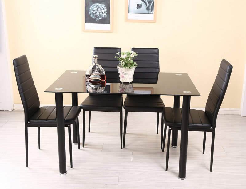 Panana zastawa stołowa z 4/6 szt. Krzeseł ze sztucznej skóry wysokometalowy wyściełany fotel kuchenny