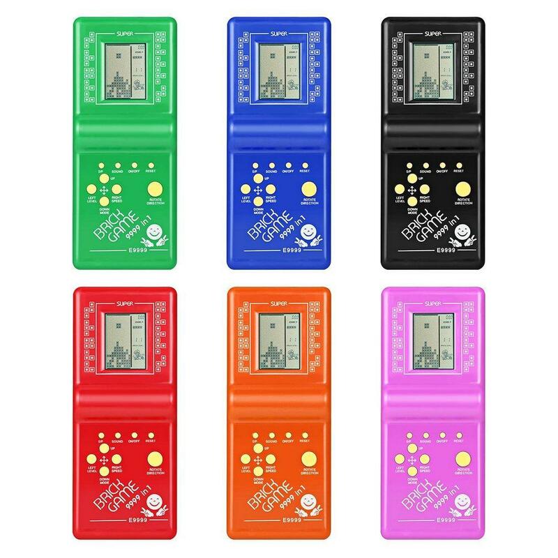 Kids Electronic Tetris Brick Game Handheld Game Machine LCD Educational Toys  Drop shipping Color Random