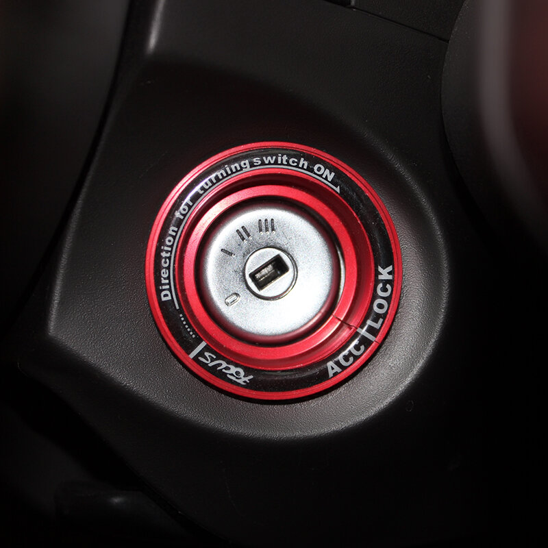 Cubierta de anillo de interruptor de llave de encendido de coche, pegatinas circulares de aluminio para Ford Focus 2, 3, 4, MK2, MK3, MK4, accesorios