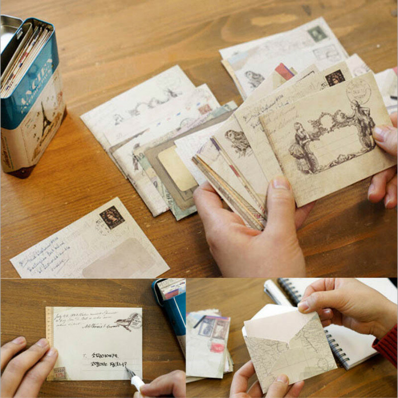 Sobre de papel de 12 diseños, Mini sobres de Estilo Vintage europeo para tarjetas, álbum de recortes, regalo, papelería, 03210, 1 Juego