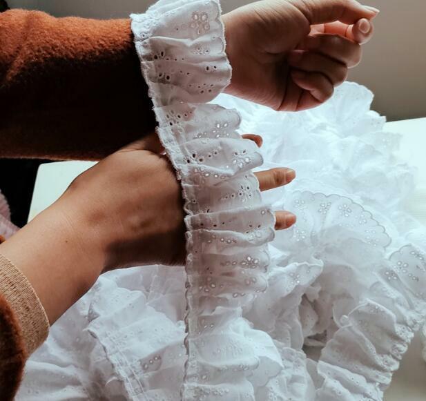 6CM Modern Cotton White Embroidery Fine Lace Fabric DIY Applique Collar Trim Ribbon Sewing Tassel Guipure Wedding Cloth Decor