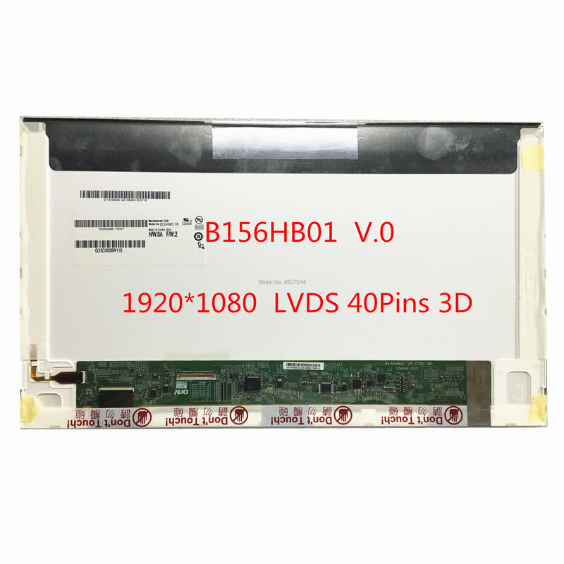 Gratis Verzending B156HB01 V.0 B156HB01 V0 15.6 ''inch FHD 3D Laptop Lcd-scherm 1920*1080 LVDS 40 Pins