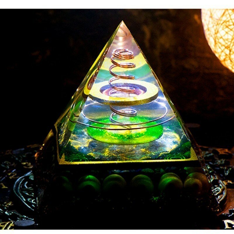 Orgonite-대형 피라미드 영적 즐거움 리치 시리즈 오거 에너지 증폭기, 오곤 피라미드 엑소시즘 수지 장식 공예 쥬얼리