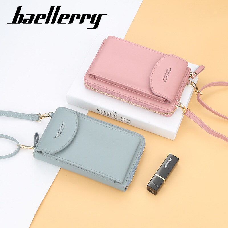 Кошелек-кредитница Baellerry для женщин, брендовый большой бумажник с кармашком для сотового телефона, сумочка-клатч, мессенджер на ремне 2021