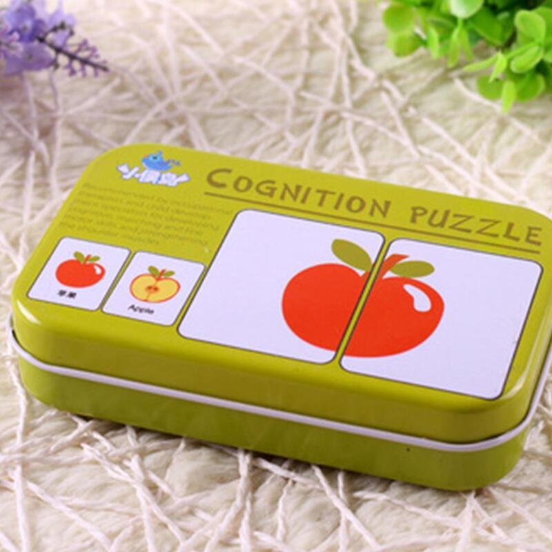 안티-눈물 인식 퍼즐 카드 만화 차량/동물/과일 쌍 일치하는 게임 퍼즐 카드 유치원 교육 퍼즐