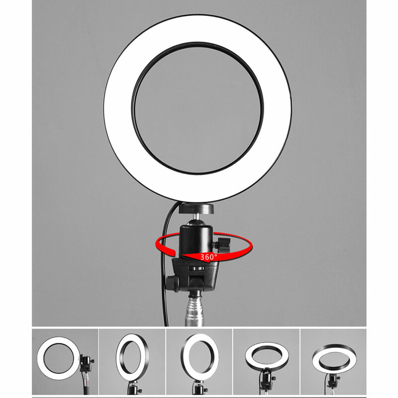 LED 3 Modes 40W 5500K Dimmable Studio Camera Ring Light Photo Phone Video Black 14.5CM