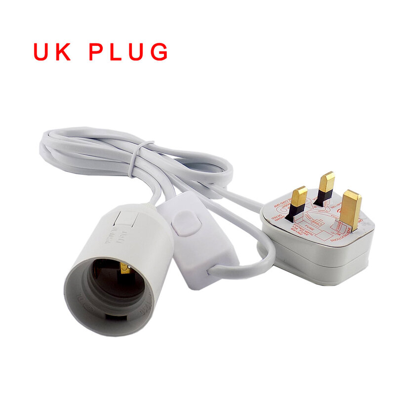 Cable de alimentación E27 para lámpara led, convertidor de enchufe eléctrico de 110v y 220v, soporte de Base de bombilla, interruptor, UE, EE. UU., Reino Unido