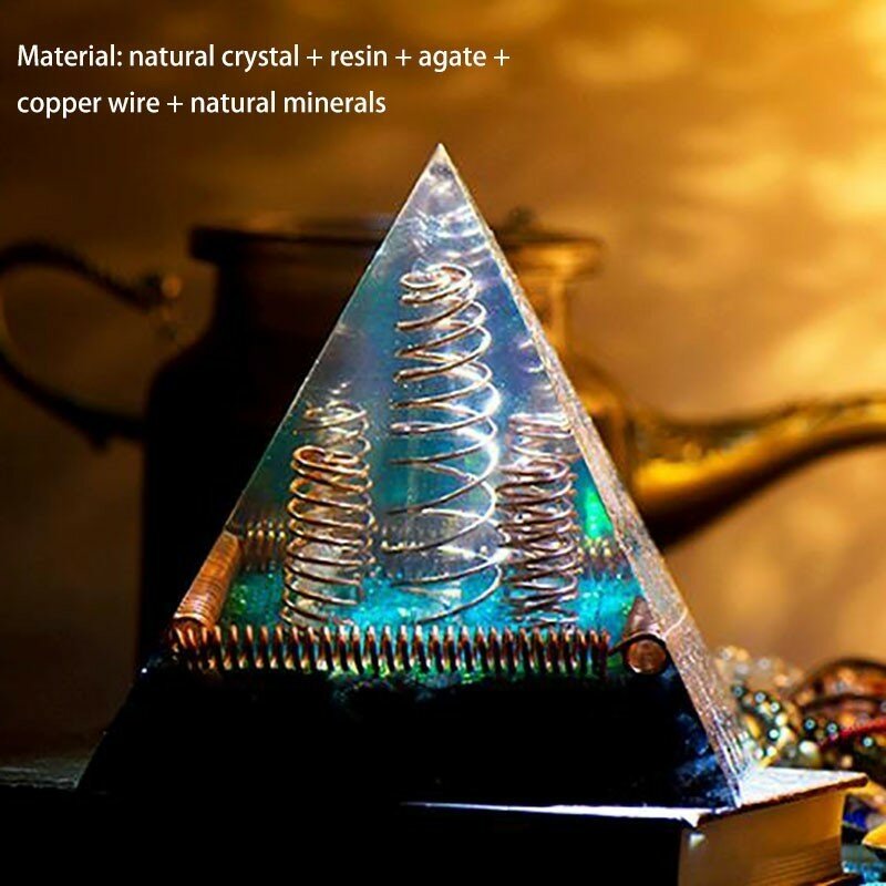 AURA REIKI Orgone convertidor de energía mejora la fortuna artesanía de resina orgonita MineralCrystal Chakra pirámide
