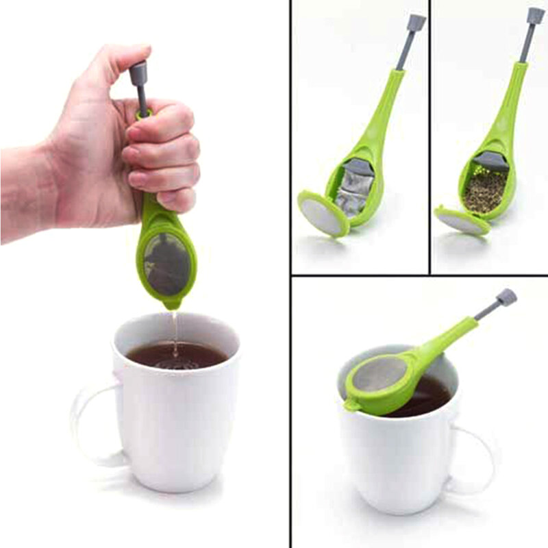 Reusableกรองเกรดอาหารเพื่อสุขภาพรสรวมชาInfuser Gadget Swirl Steep Stirกดพลาสติกชากาแฟกรอง