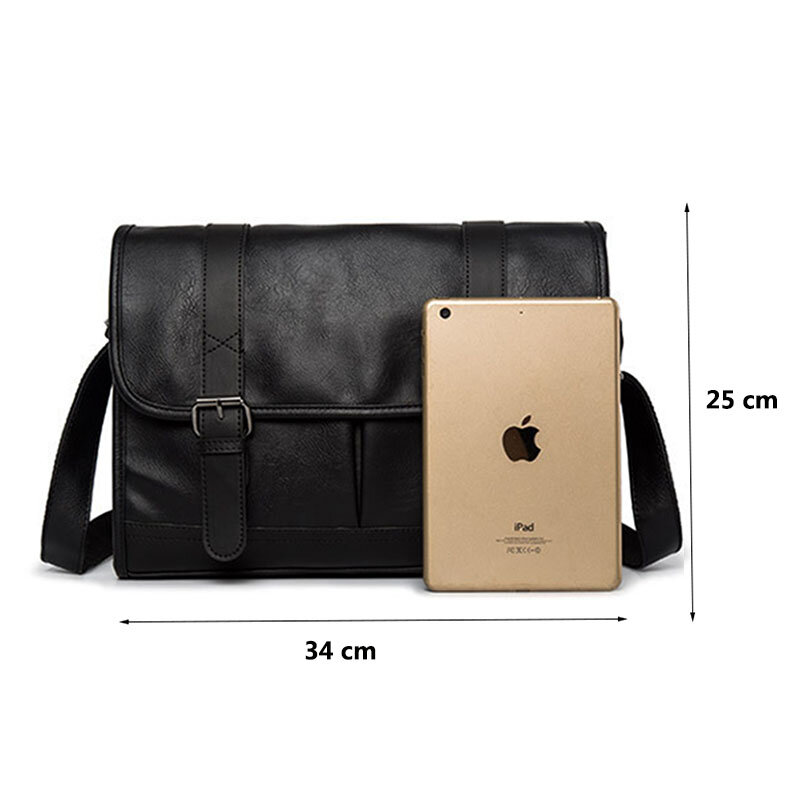 KUDIAN BEAR Men Messenger Bag Black Shoulder Bag PU Leather Business Casual Retro Male Laptop Bag Satchels Bag BIG003 PM49