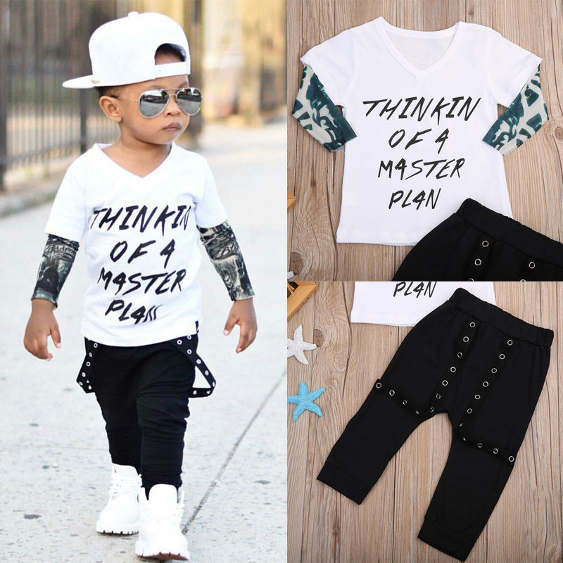 Baju Anak Laki-laki Pudcoco 0M-24M Baju Anak Laki-laki Bayi Balita Baru Lahir T-shirt Atasan + Celana Panjang Set Pakaian 2 Potong