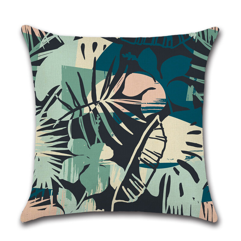 Hojas de plantas tropicales cojines decorativos para sofá cojín de lino cubierta de la hoja de palma almohada coche decoración funda de cojínes decorativos