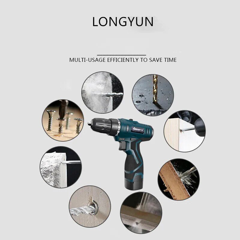 Longyun 16.8V akumulator litowo-jonowy akumulatorowy wkrętarko-wiertarka elektryczna otwór elektryczny śrubokręt ręczny klucz ze śrubokrętem elektronarzędzia
