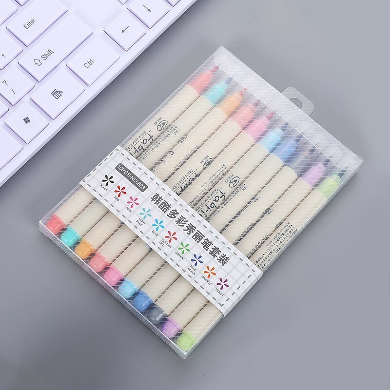 مجموعة أقلام الخط والرسم بالألوان المائية ، مجموعة من 10 ألوان ، أقلام كتابة ، للرسم ، 04429