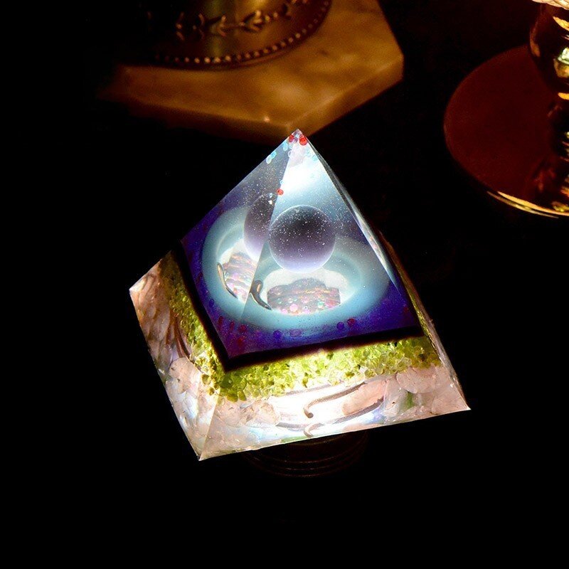 Aura reiki orgonita reiki opala, pirâmide de casamento dos desejos, joias com resina de cristal natural, artesanato, decoração de joias glamour c0043