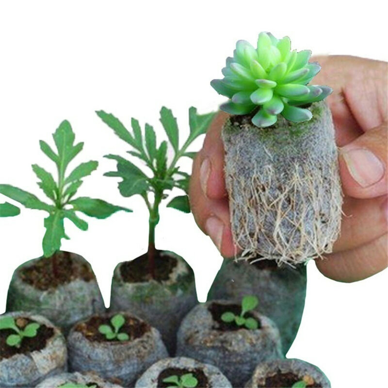 Sacos de plantio de plantas de mudas, sacos de plantio orgânicos biodegradáveis, ecológicos para crescimento de plantas, com ventilador, 100 peças