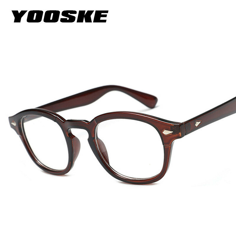 YOOSKE Vintage กรอบแว่นตาผู้ชาย Johnny Depp สไตล์ Designer แว่นตาผู้หญิง Classic Clear เลนส์แว่นตากรอบแว่นตา