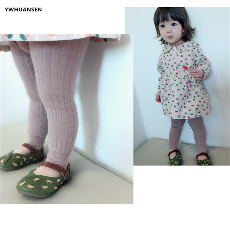 YWHUANSEN 0-6T Spring Autumn Striped Leggings Toddler Girl Cotton Infant Newborn Kids Strumphose Knitted Skinny Pants For Babies