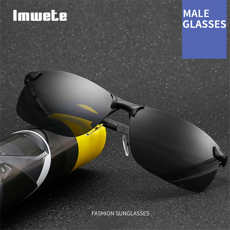 Imwete النظارات الشمسية الرجال الاستقطاب القيادة إطار نظارات شمسية سائق سيارة مكافحة وهج نظارات UV400 نظارات الرؤية الليلية