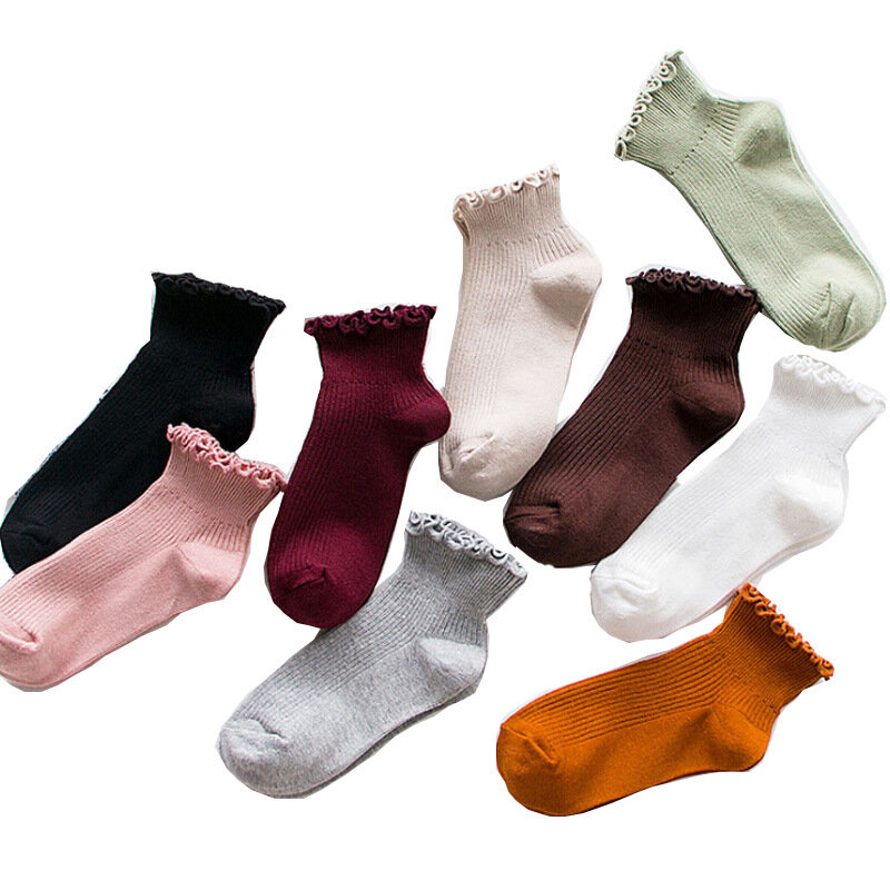 Распродажа, милые женские носки в японском стиле Харадзюку для колледжа, повседневные хлопковые милые студенческие носки принцессы с оборк...