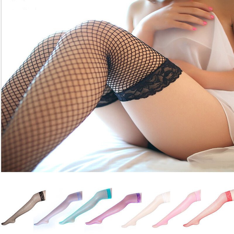 Womens Stockings Sexy Lingerie Fishnet Lace Mesh High Thigh Stockings Pantyhose Rose Red Purple Sexy Hot Long Thin Stockings