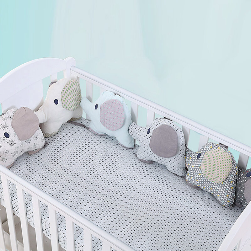 6pcs 아기 침대 범퍼 유연한 등받이 쿠션 동물 코끼리 어린이 침대 범퍼 부드러운 유아 침대 보호 패드 주위 아기 침구 세트