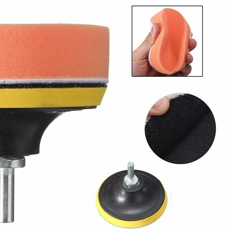 7Pcs Glass/Car Polishing 3" Polishing Head Wave Sponge Polishing Pad Wheel Buffing Pad Set with M10 Drill Adaptor Electric Drill