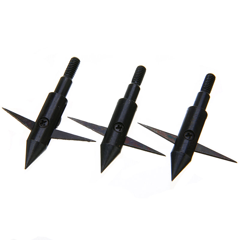Puntas de flecha de tiro con arco, accesorios de pesca de acero negro, 3 uds.