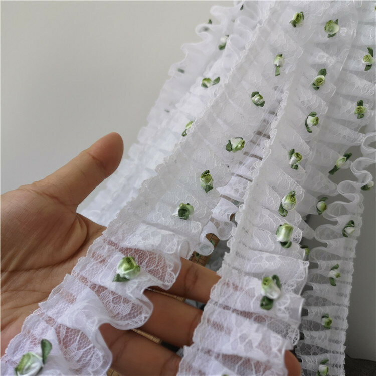 Tul blanco 3D de 5CM de ancho, encaje de guipur, algodón farbico, bordado, apliques, cinta, costura artesanal, cortina, vestido, decoración del hogar