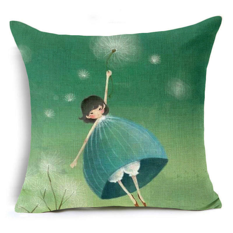 18'' Dandelion cotton linen pillow case sofa car waist cushion cover Home Soft  Room  Gifts Single Sides Printing
